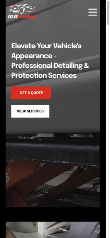 OCDetailing mobile website layout